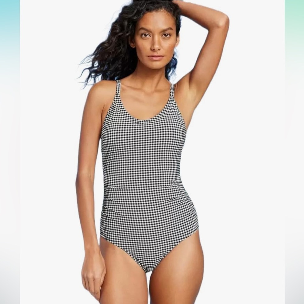KONA SOL Black and White Gingham One Piece, sz S